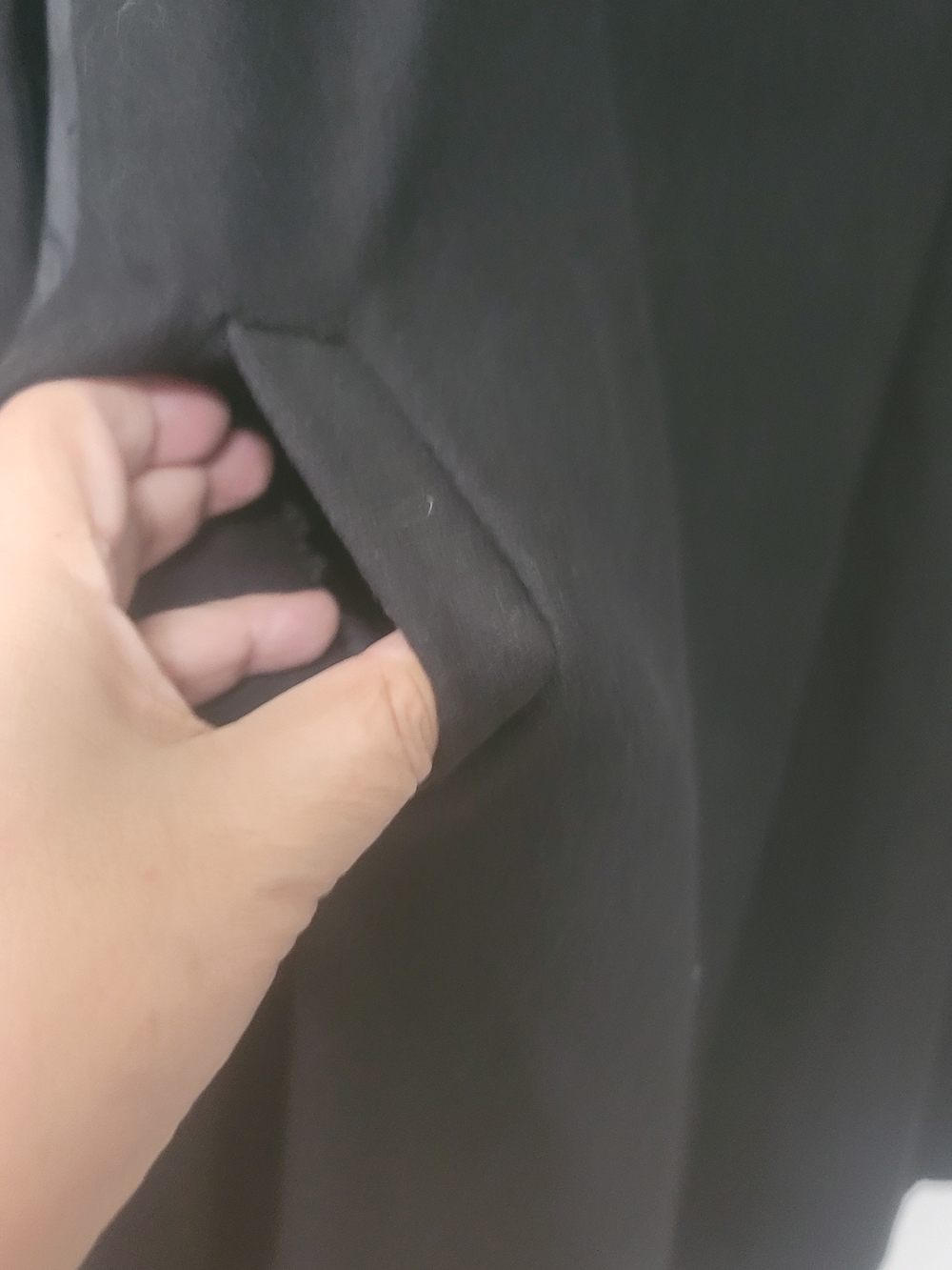 Black Three-Button A-Line Cape Jacket - Picture 3 of 7